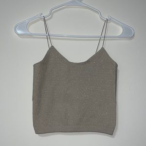 Dynamite gold neutral glitter tank crop top - size small